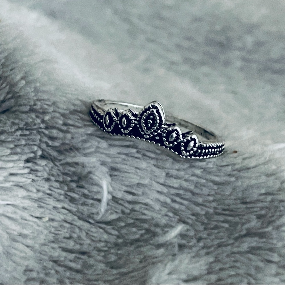 Handmade Sterling Silver Bohemian Princess Tiara Ring - Picture 2 of 9